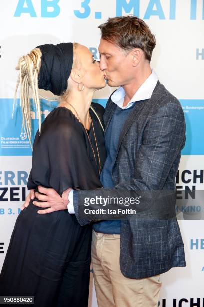 German actress Katja Riemann and German actor Oliver Masucci during the 'Herrliche Zeiten' Premiere In Berlin at Kino International on April 24, 2018...