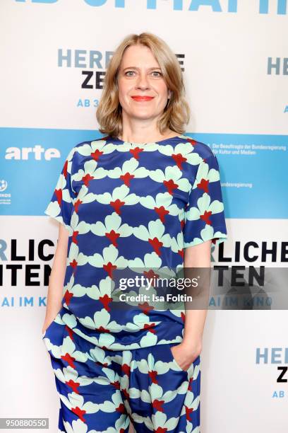 German actress Caroline Peters during the 'Herrliche Zeiten' Premiere In Berlin at Kino International on April 24, 2018 in Berlin, Germany.