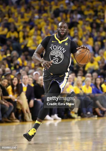 Draymond Green of the Golden State Warriors in action against the San Antonio Spurs during Game 2 of Round 1 of the 2018 NBA Playoffs at ORACLE Arena...