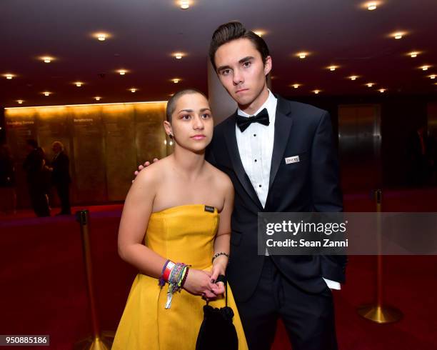 Activists Emma Gonzalez and David Hogg attends the 2018 TIME 100 Gala at Jazz at Lincoln Center on April 24, 2018 in New York City.