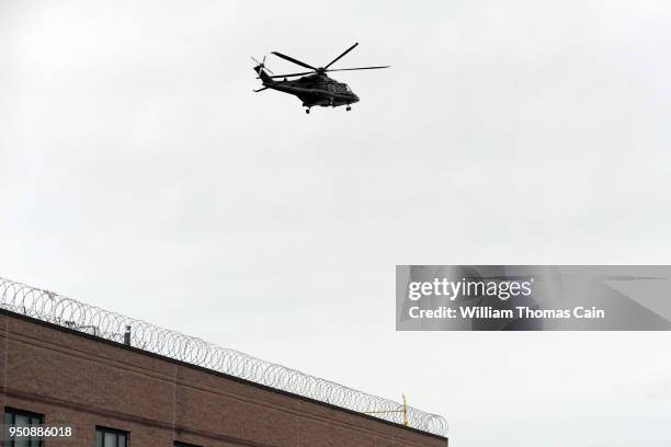 Chopper arrives for Meek Mill, aka Robert Williams after he was released from the Pennsylvania State Correctional Facility April 24, 2018 in Chester,...