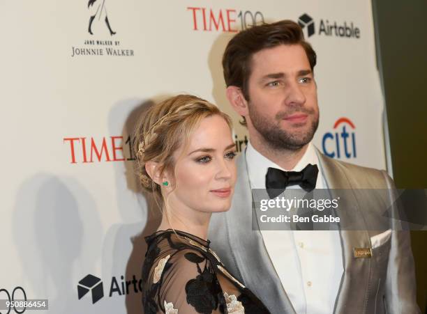 Actors Emily Blunt and John Krasinski attend the 2018 Time 100 Gala at Jazz at Lincoln Center on April 24, 2018 in New York City.