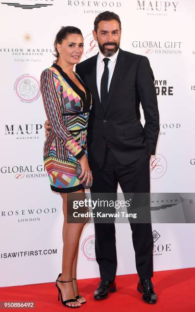 Jessica Lemarie and Robert Pires attend The Nelson Mandela Global Gift Gala at Rosewood London on April 24, 2018 in London, England.