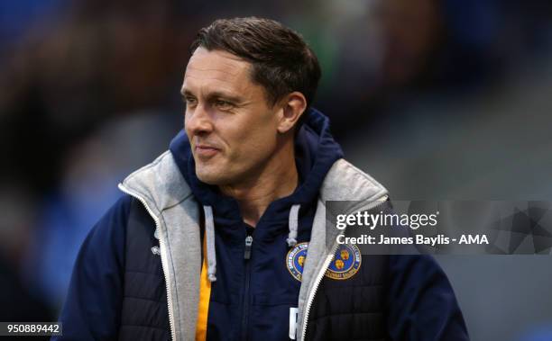 Paul Hurst the head coach / manager of Shrewsbury Town during the Sky Bet League One match between Shrewsbury Town and Peterborough United at New...