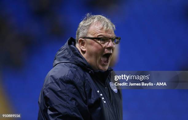 Steve Evans the head coach / manager of Peterborough United during the Sky Bet League One match between Shrewsbury Town and Peterborough United at...