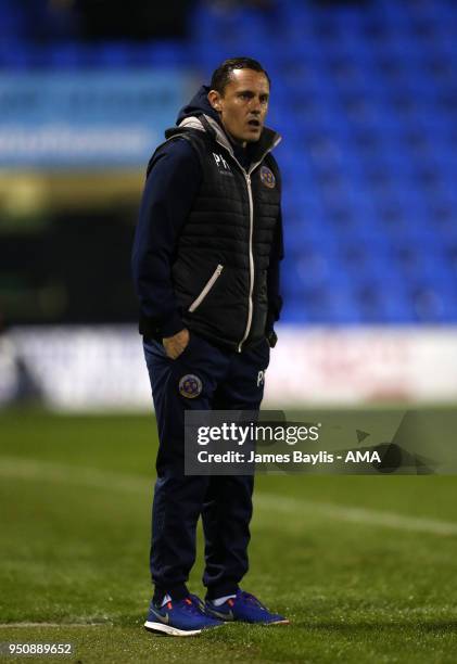 Paul Hurst the head coach / manager of Shrewsbury Town during the Sky Bet League One match between Shrewsbury Town and Peterborough United at New...