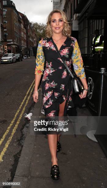 Lydia Rose Bright is seen attending Barefoot House of Sole party in Soho on April 24, 2018 in London, England.