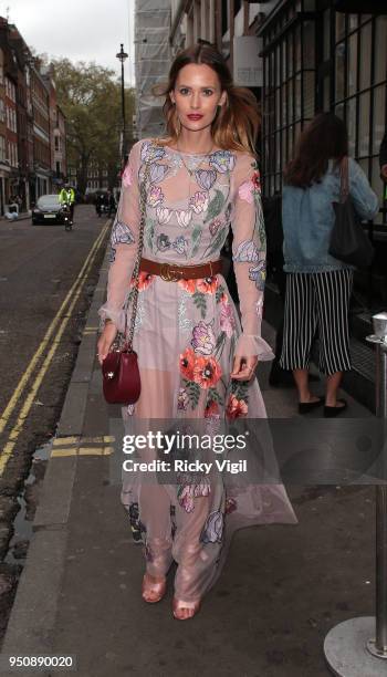 Charlotte de Carle is seen attending Barefoot House of Sole party in Soho on April 24, 2018 in London, England.