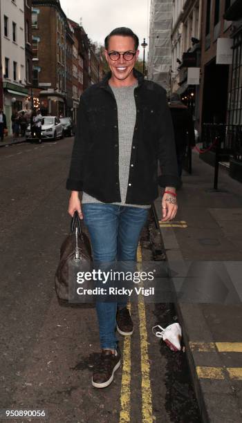 Bobby Norris is seen attending Barefoot House of Sole party in Soho on April 24, 2018 in London, England.