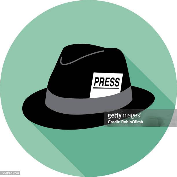 stockillustraties, clipart, cartoons en iconen met hoed pers kaart pictogram - hoed met rand