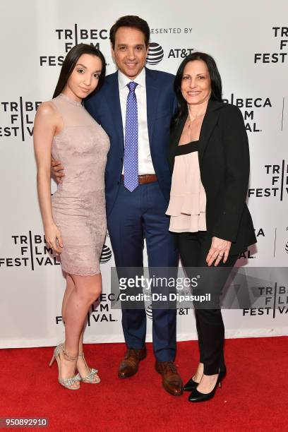 Julia Macchio, Ralph Macchio and Phyllis Fierro attend the screening of "Cobra Kai" during the 2018 Tribeca Film Festival at SVA Theatre on April 24,...