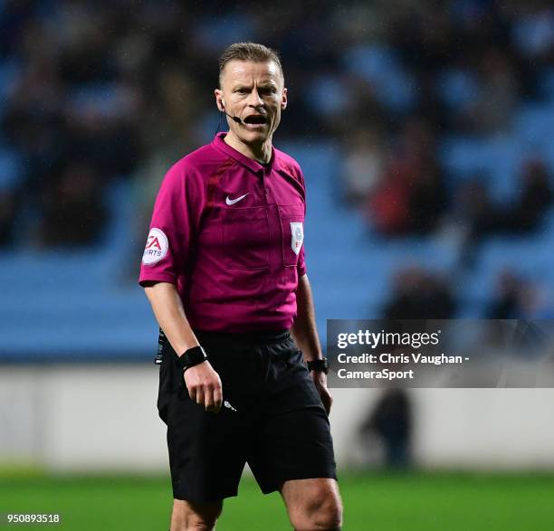 Referee Mike Jones during the Sky Bet League Two match between Coventry City and Lincoln City at Ricoh Arena on March 3, 2018 in Coventry, England.