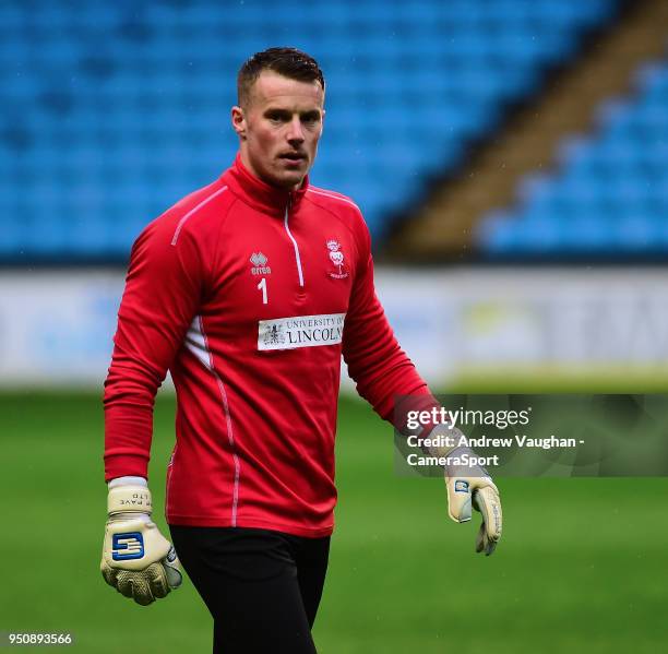 Lincoln City's Paul Farman during the pre-match warm-up prior to the Sky Bet League Two match between Coventry City and Lincoln City at Ricoh Arena...