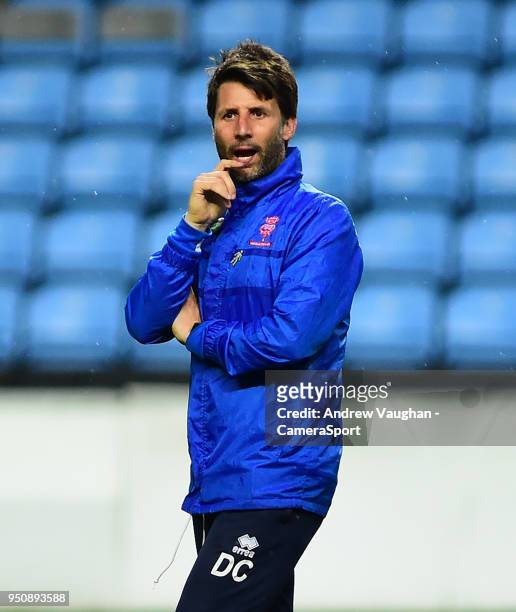 Lincoln City manager Danny Cowley during the pre-match warm-up prior to the Sky Bet League Two match between Coventry City and Lincoln City at Ricoh...