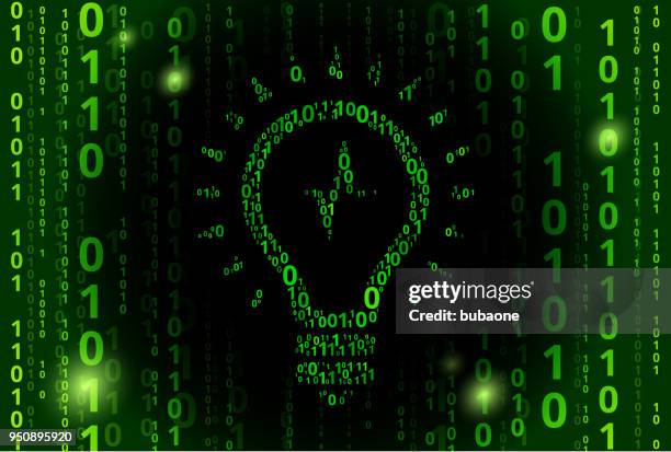 lightbubl binary code vector pattern background - binary code lightbulb stock illustrations