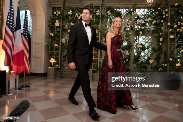 Speaker of the House Paul Ryan and his wife Janna arrive at the White House for a state dinner April 24, 2018 in Washington, DC . President Donald...