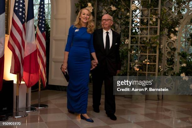 Rupert Murdoch and his wife Jerry arrive at the White House for a state dinner April 24, 2018 in Washington, DC . President Donald Trump is hosting...