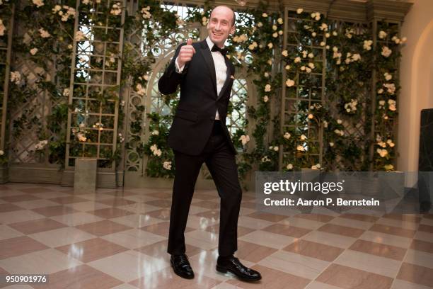 White House Senior Policy Advisor Stephen Miller arrives at the White House for a state dinner April 24, 2018 in Washington, DC . President Donald...