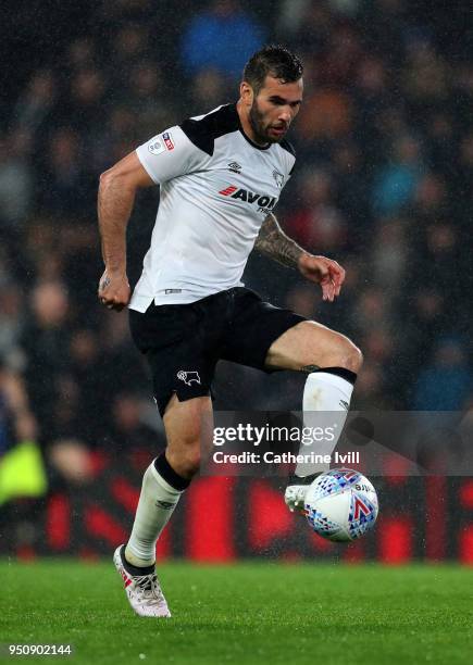 Bradley Johnson of Derby County during the Sky Bet Championship match between Derby County and Cardiff City at iPro Stadium on April 24, 2018 in...