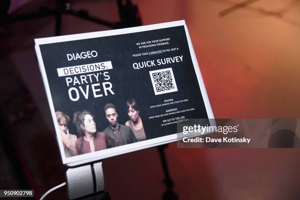 View of the Diageo "Decisions: Partys Over" Virtual Reality Premiere Event at VR World on April 24, 2018 in New York City.