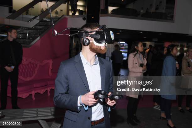 Guests attend Diageo "Decisions: Partys Over" Virtual Reality Premiere Event at VR World on April 24, 2018 in New York City.