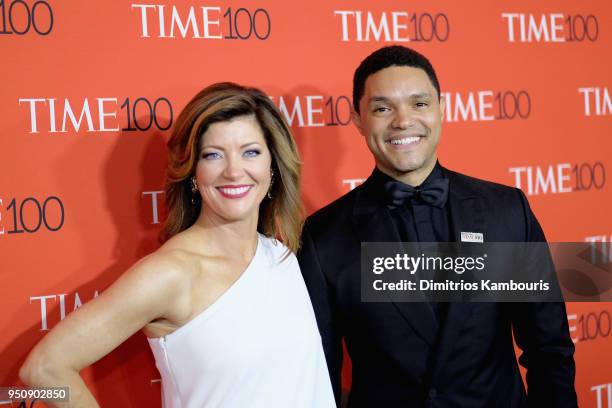 Norah O'Donnell and Trevor Noah attend the 2018 Time 100 Gala at Jazz at Lincoln Center on April 24, 2018 in New York City.
