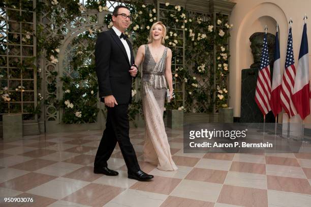 April 24: Treasury Secretary Steven Mnuchin and his wife Louise Linton arrive at the White House for a state dinner April 24, 2018 in Washington, DC...