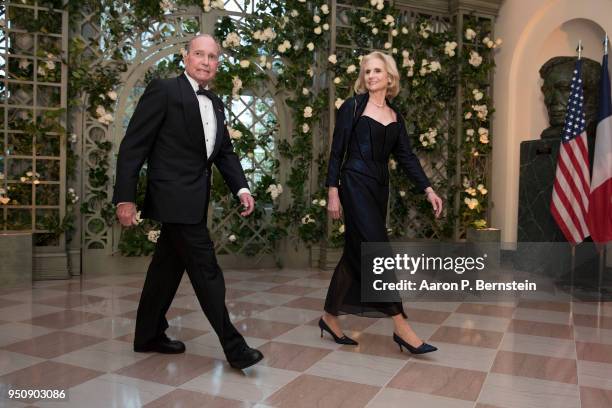 April 24: National Economic Council Director Larry Kudlow and his wife Judith arrive at the White House for a state dinner April 24, 2018 in...