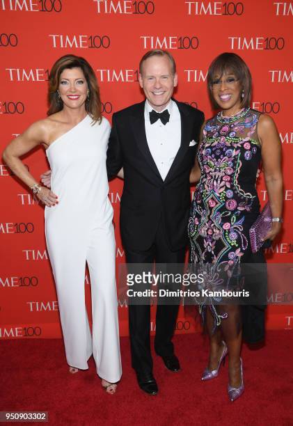 Norah O'Donnell, John Dickerson and Gayle King attend the 2018 Time 100 Gala at Jazz at Lincoln Center on April 24, 2018 in New York City.