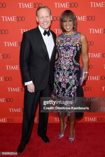 John Dickerson and Gayle King attend the 2018 Time 100 Gala at Jazz at Lincoln Center on April 24, 2018 in New York City.