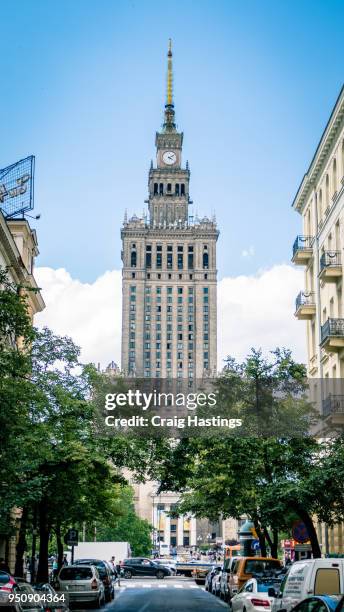 warsaw central tower communist landmark poland - daily life in warsaw poland stock pictures, royalty-free photos & images