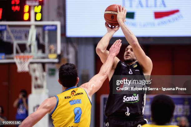 Alessandro Gentile of Segafredo competes with Giampaolo Ricci Vanoli during the LBA LegaBasket of Serie A match between Vanoli Cremona and Virtus...