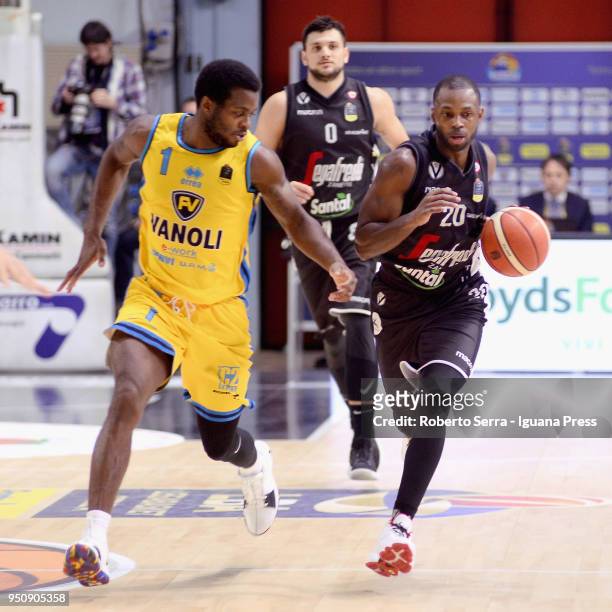 Oliver Lafayette and Alessandro Gentile of Segafredo competes with Kelvin Martin of Vanoli during the LBA LegaBasket of Serie A match between Vanoli...
