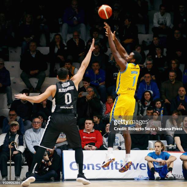 Kelvin Martin of Vanoli competes with Alessandro Gentile of Segafredo during the LBA LegaBasket of Serie A match between Vanoli Cremona and Virtus...