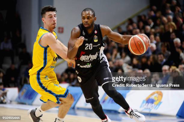 Oliver Lafayette of Segafredo competes with Michele Ruzzier of Vanoli during the LBA LegaBasket of Serie A match between Vanoli Cremona and Virtus...