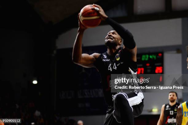 Marcus Slaughter of Segafredo in action during the LBA LegaBasket of Serie A match between Vanoli Cremona and Virtus Segafredo Bologna at PalaRadi on...