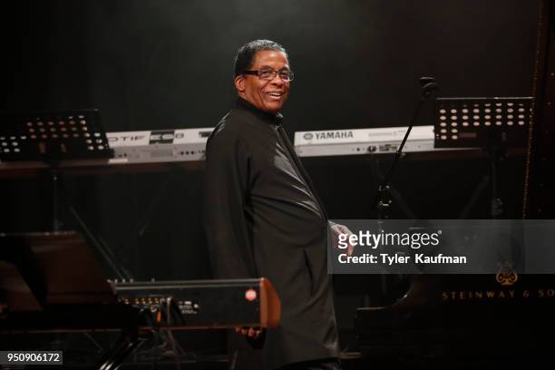 Herbie Hancock performs at the International Jazz Day Concert, New Orleans Tricentennial at the Orpheum Theater on April 22, 2018 in New Orleans,...