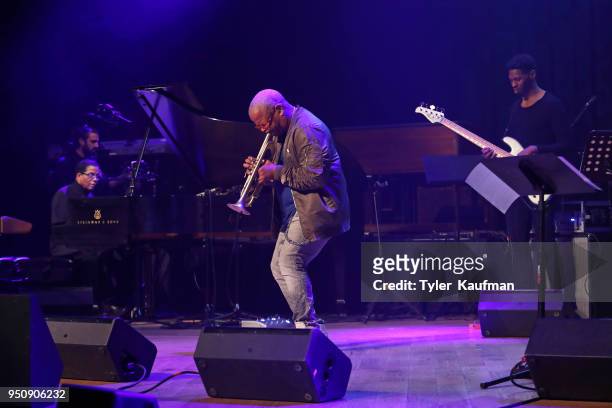 Terence Blanchard performs with Herbie Hancock at the International Jazz Day Concert, New Orleans Tricentennial at the Orpheum Theater on April 22,...