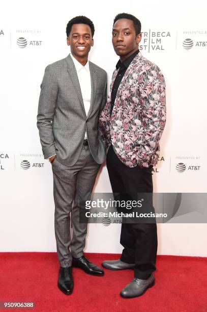 Antonio J Bell and Chinaza Uche attend the screening of "Nigerian Prince" during the 2018 Tribeca Film Festival at Cinepolis Chelsea on April 24,...