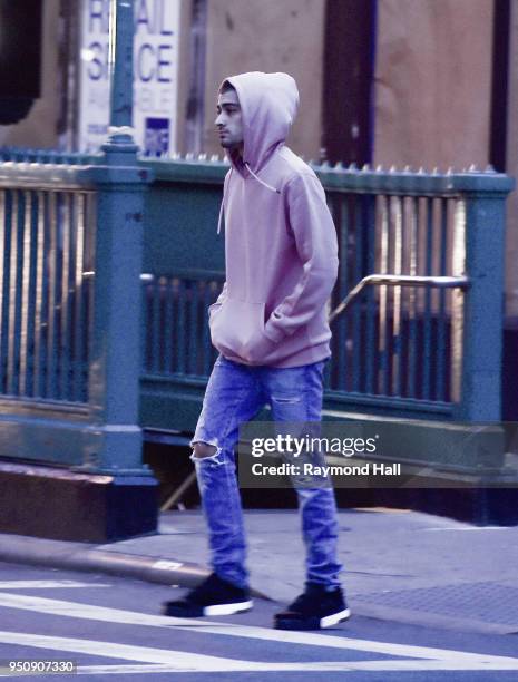 Singer Zayn Malik is seen leaving Gigi Hadid's home a day after her birthday in Soho on April 24, 2018 in New York City.