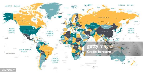 world map. vintage vector illustration - countries stock illustrations