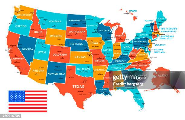 usa vector map with navigational icons - texas vector stock illustrations