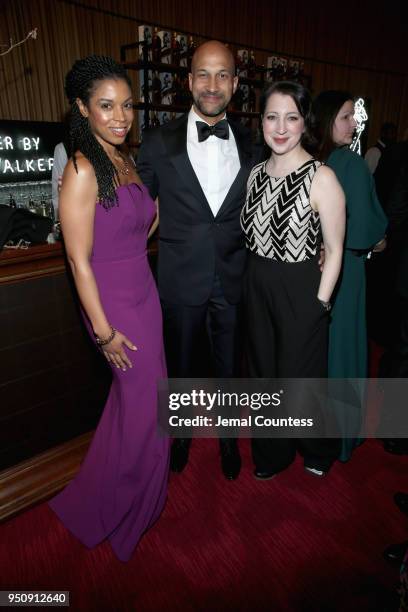 Susan Kelechi Watson, Keegan-Michael Key, and Elisa Pugliese attend the 2018 Time 100 Gala at Jazz at Lincoln Center on April 24, 2018 in New York...