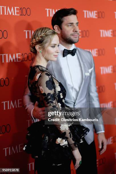 Actors Emily Blunt and John Krasinski attend the 2018 Time 100 Gala at Jazz at Lincoln Center on April 24, 2018 in New York City.