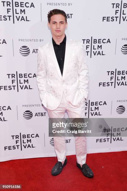 Actor Tanner Buchanan attends the NYC Tribeca Red Carpet + screening of the YouTube Red series "Cobra Kai" at SVA Theater on April 24, 2018 in New...