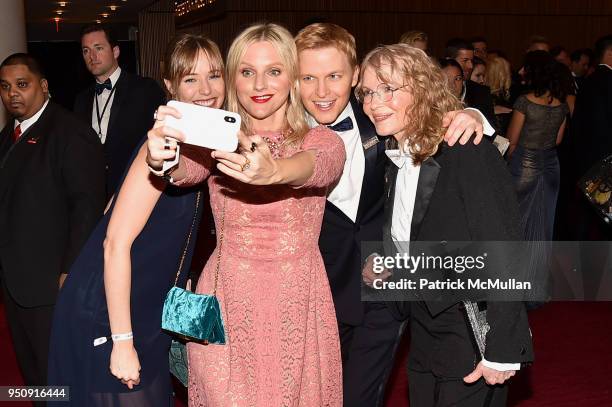 Emily Nestor, Laura Brown, Ronan Farrow and Mia Farrow attend the 2018 TIME 100 Gala at Jazz at Lincoln Center on April 24, 2018 in New York City.