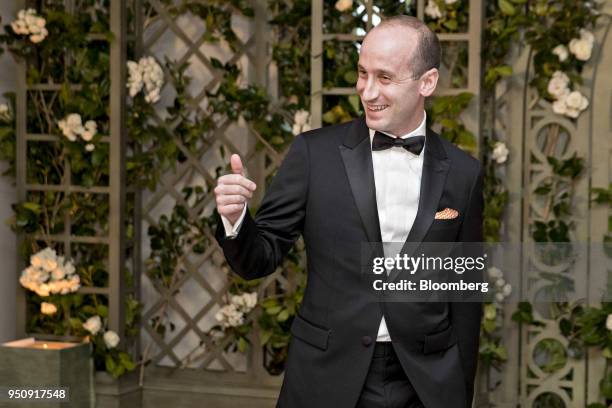 Stephen Miller, White House senior advisor for policy, arrives for a state dinner in honor of French President Emanuel Macron at the White House in...