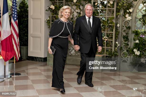 Ginni Rometty, chief executive officer of International Business Machines Corp. , left, and Anthony Mark Rometty arrive for a state dinner in honor...
