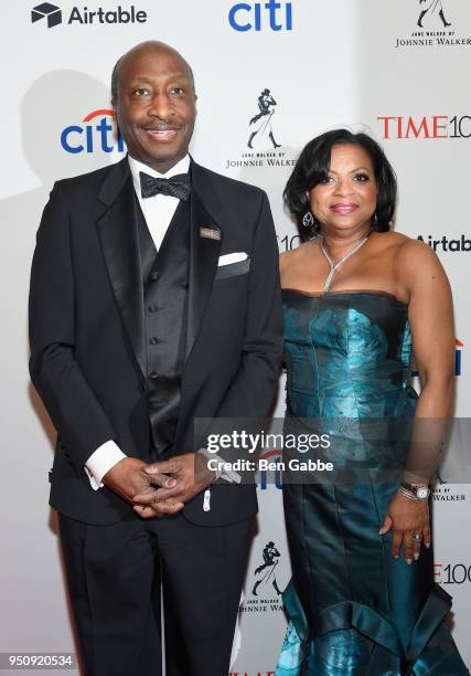 Merck and Co. Chairman and CEO Kenneth Frazier and Andrea Frazier attend the 2018 Time 100 Gala at Jazz at Lincoln Center on April 24, 2018 in New...