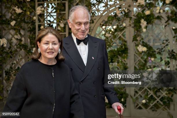 Ronald Lauder, founder and chairman of Fluence Corp LLC, right, and Jo Carole Lauder arrive for a state dinner in honor of French President Emanuel...